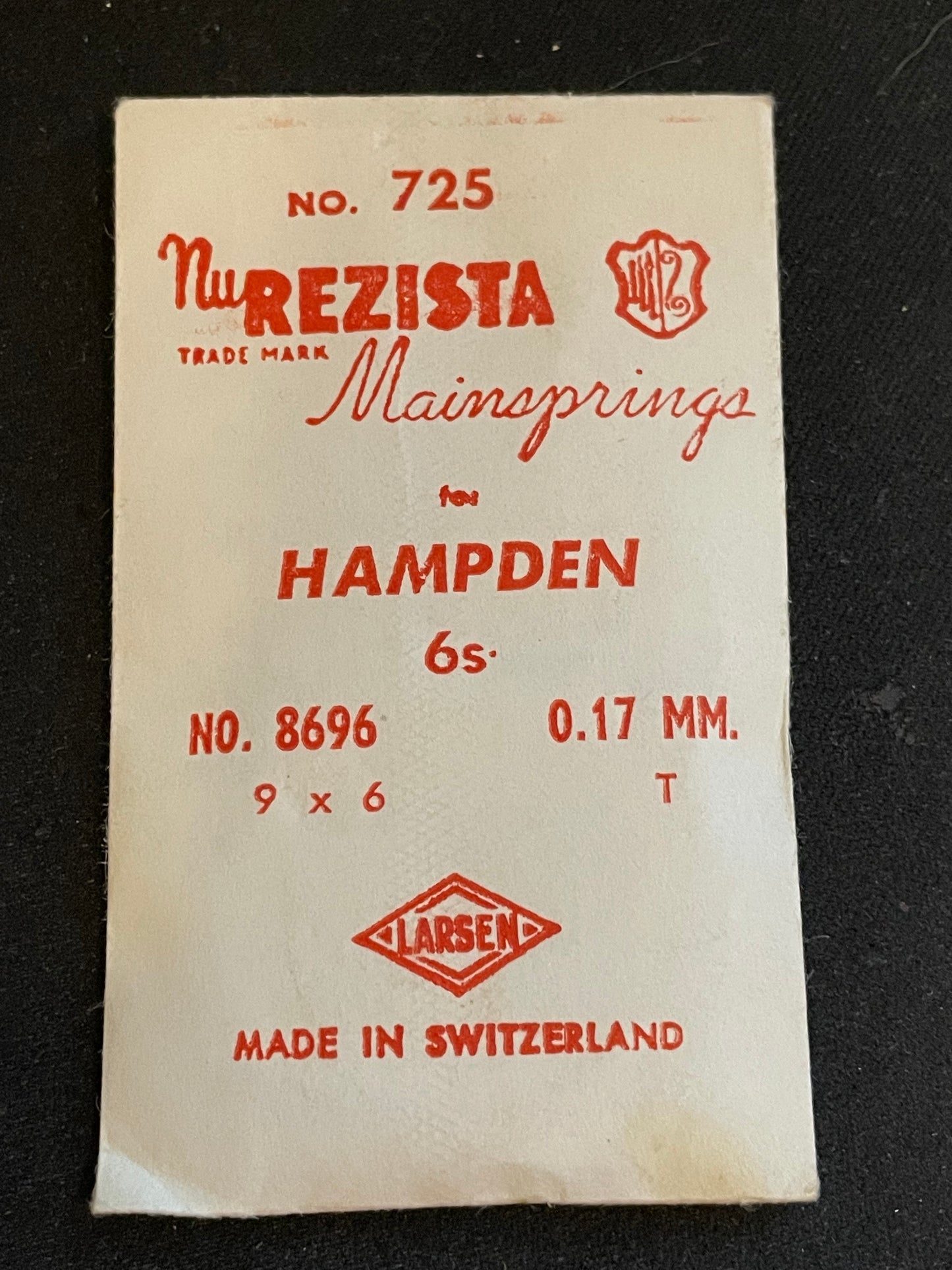 NuREZISTA Mainspring #725 for 6s Hampden Factory No. 8696 - Steel