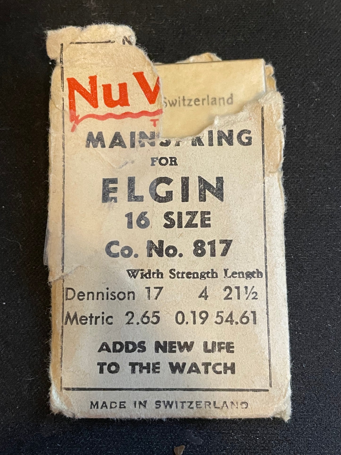 NuVigor Mainspring #83 for Elgin 16s No. Factory No. 817 - Steel