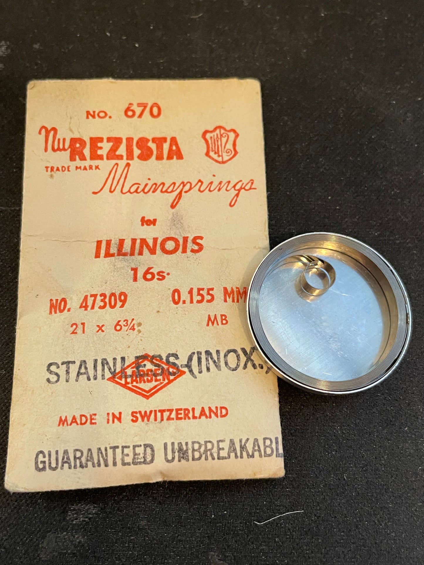 NuREZISTA Mainspring #670 for Illinois 16s Factory No. 47309 for 60hr - Alloy
