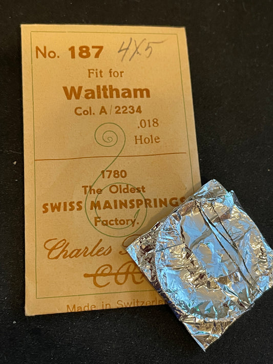 CR Mainspring #187 for Waltham Colonial A Factory No. 2234 - Steel