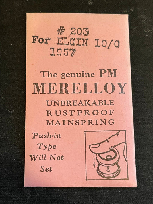 PM Merelloy Mainspring #203 for Elgin 10/0s movements No. 1957 - Alloy