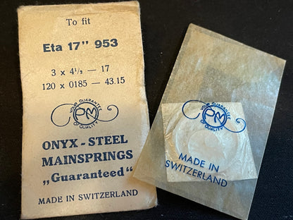 PM Mainspring for 17 ligne ETA caliber 953 - ONYX Steel