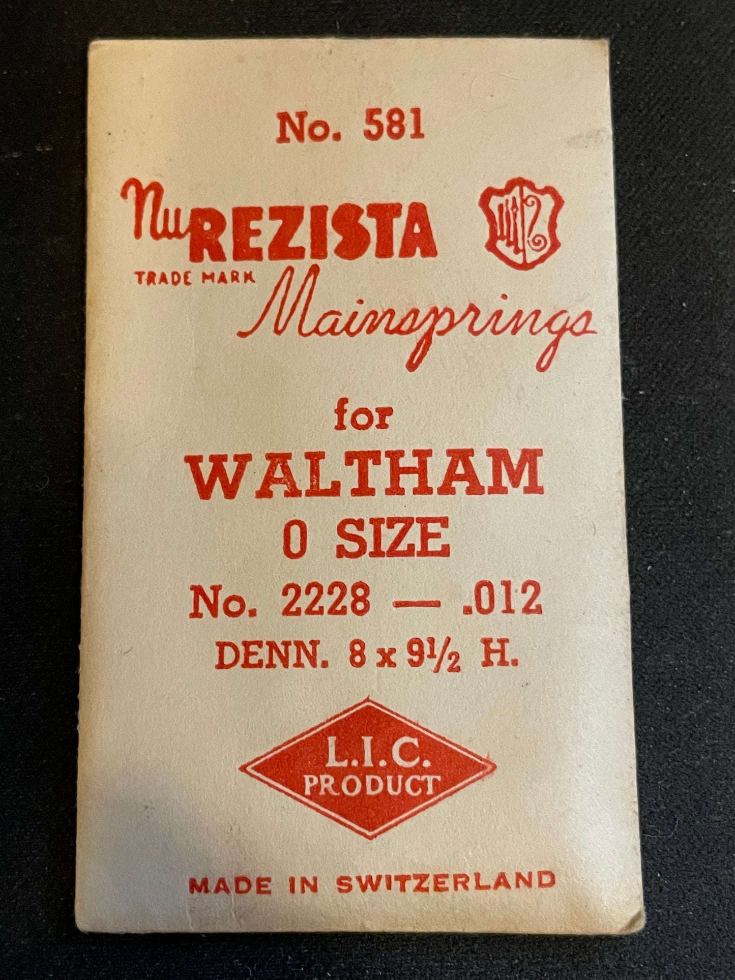 NuRezista Mainspring #581 for Waltham 0s Factory No. 2228 - Steel