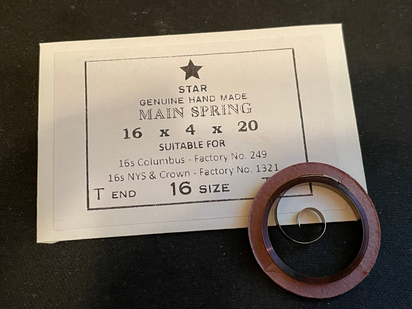 Star Mainspring for 16s Columbus No. 249 - Steel