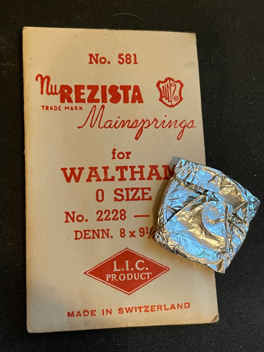NuRezista Mainspring #581 for Waltham 0s Factory No. 2228 - Steel