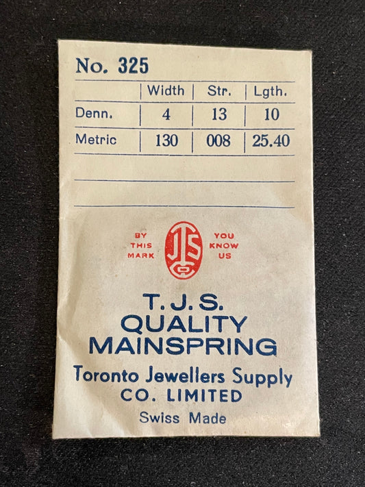 T.J.S. Mainspring No. 325 for Bulova caliber 6AM - Steel