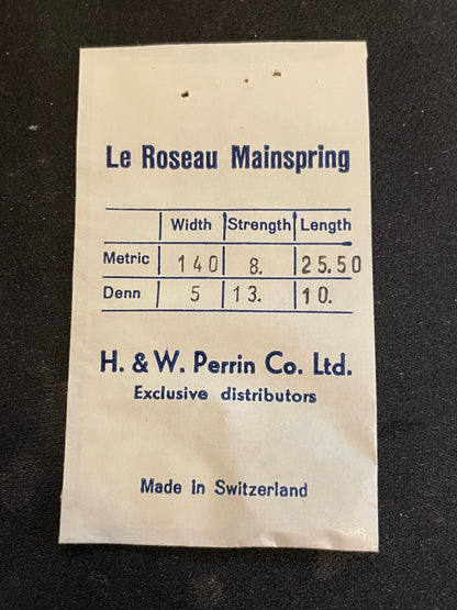 H. & W. Perrin Steel Mainspring for AS 655 953 955 959 985 1011 1046 + many others