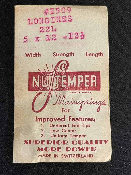 NuTemper Mainspring #1509 for Longines caliber 22L - Steel
