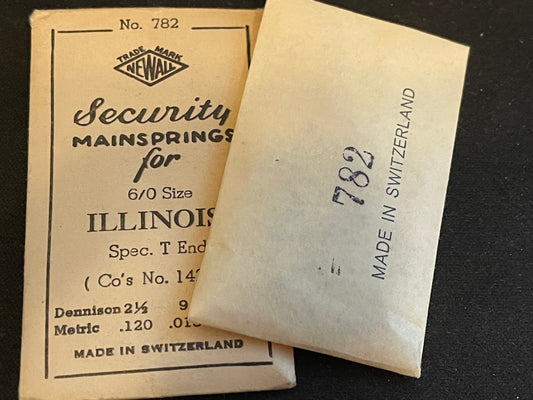 Newall Security #782 Mainspring for Illinois 6/0s Factory No. 47364 - Steel