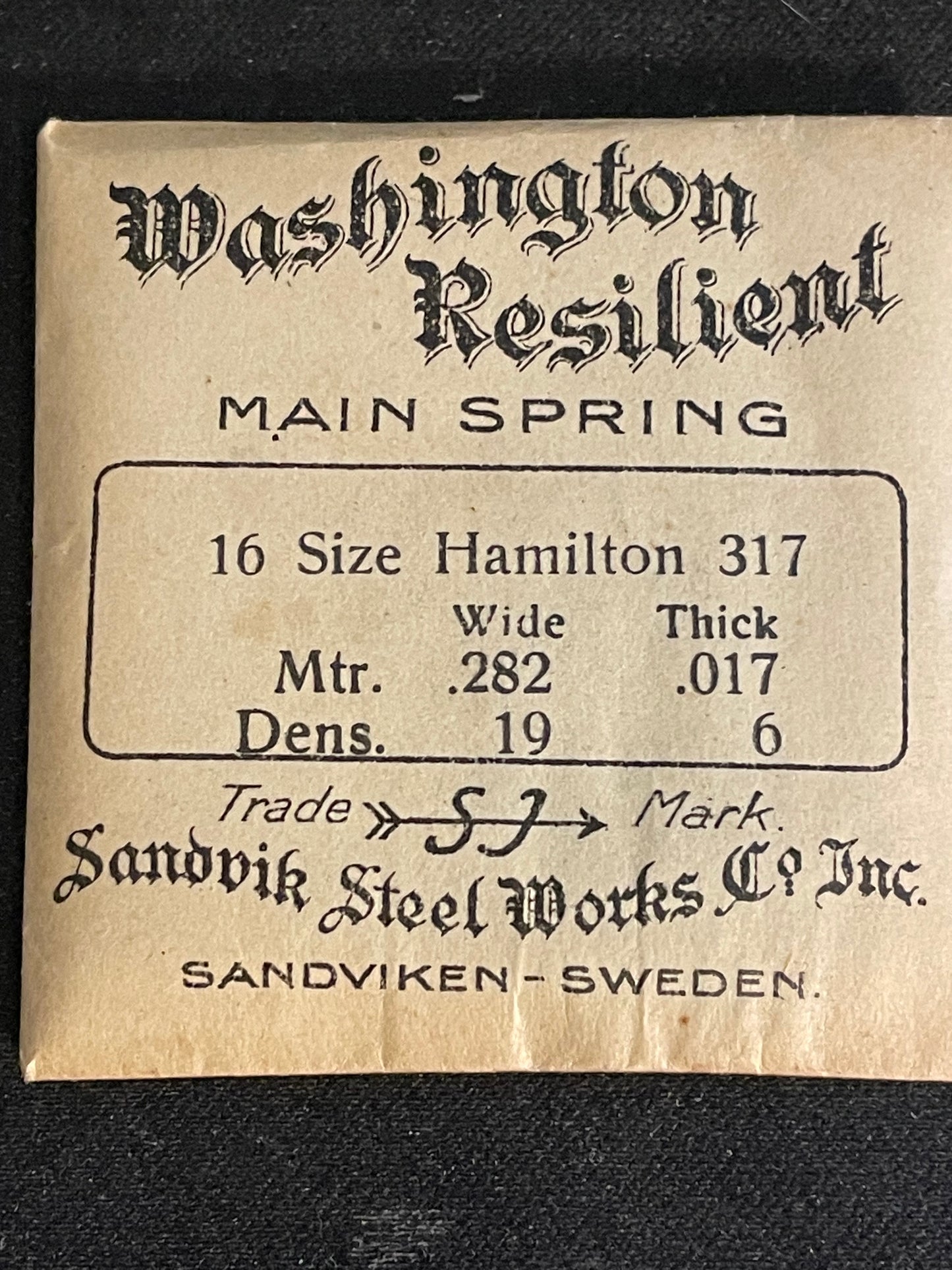 Washington Mainspring for 16s Hamilton No. 317 - Steel