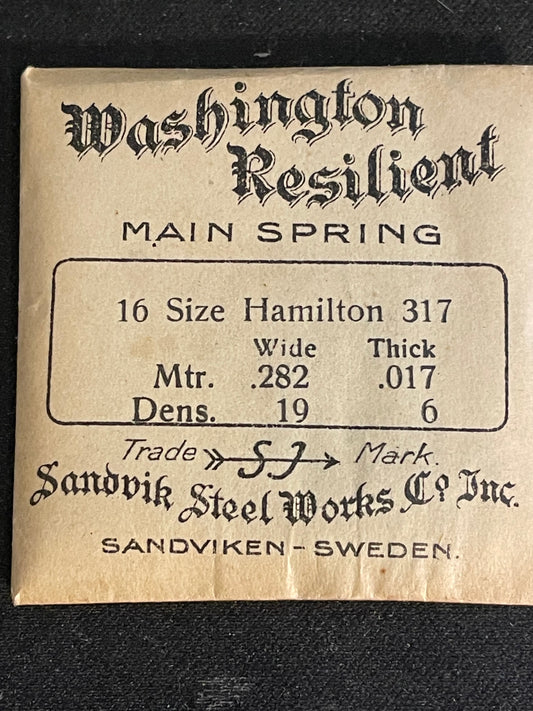 Washington Mainspring for 16s Hamilton No. 317 - Steel