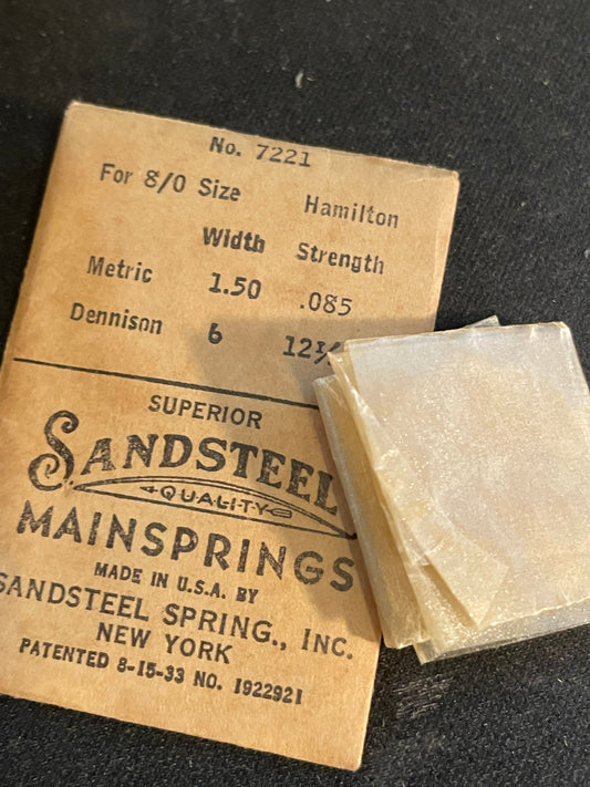 Sandsteel Mainspring for Hamilton 8/0s Factory No. 7221 - Steel