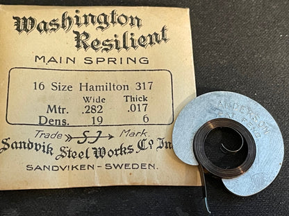Washington Mainspring for 16s Hamilton No. 317 - Steel