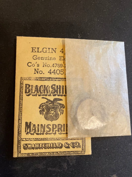 Swartchild Black Shield Mainspring #440512 for Elgin 4/0s No. 4789 - Steel