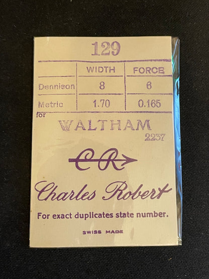 CR Mainspring #129 for Waltham Colonial B No. 2237 - Steel