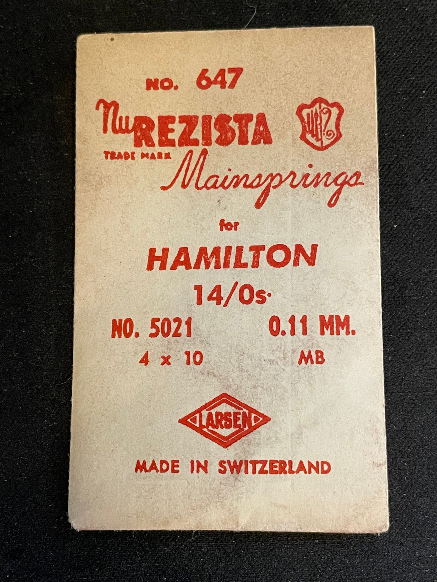 NuREZISTA Mainspring #647 for 14/0s Hamilton No. 5021 - Steel