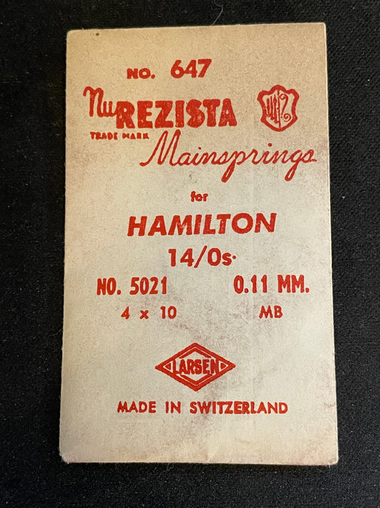NuREZISTA Mainspring #647 for 14/0s Hamilton No. 5021 - Steel