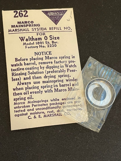 Marco Mainspring #262 for 0s Waltham Factory No. 2220 - Steel