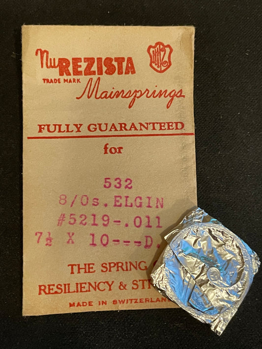 NuRezista Mainspring #532 for Elgin 8/0s Factory No. 5219 - Steel