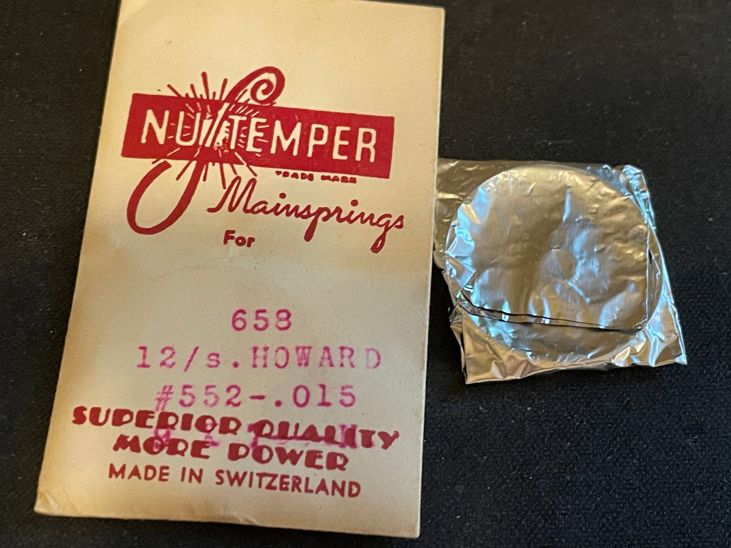 NuTemper Mainspring #658 for Howard 12s Factory No. 552 - Steel