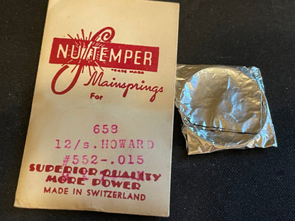 NuTemper Mainspring #658 for Howard 12s Factory No. 552 - Steel