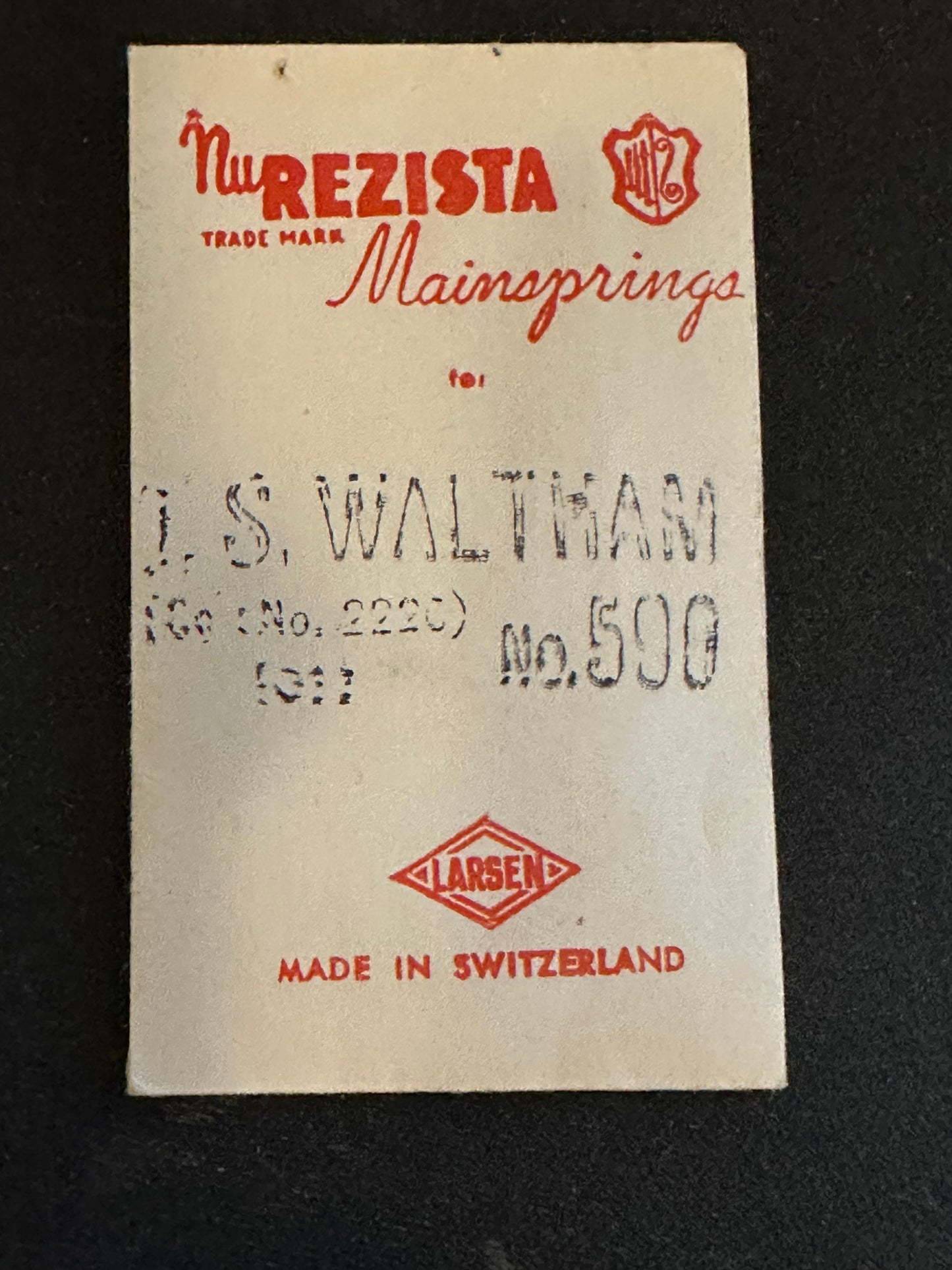 NuRezista Mainspring #590 for Waltham 0s Factory No. 2220 - Steel