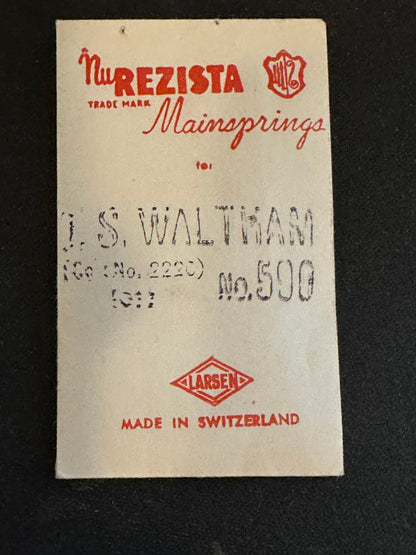 NuRezista Mainspring #590 for Waltham 0s Factory No. 2220 - Steel
