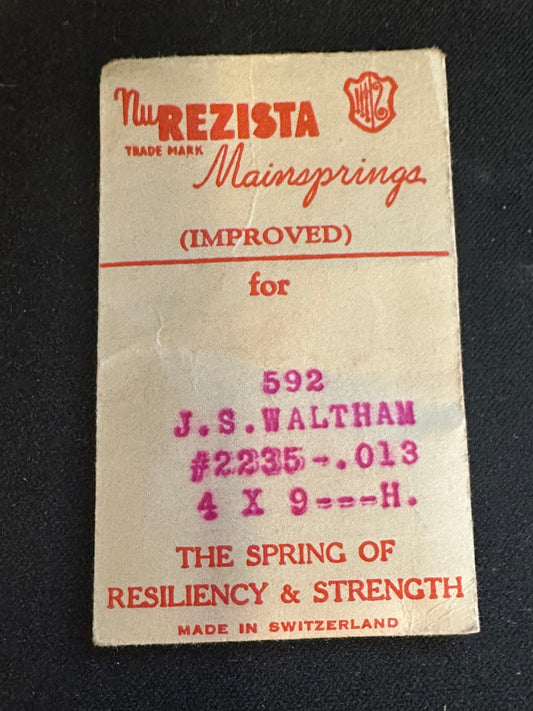 NuREZISTA Mainspring #592 for Waltham 6/0s JS Factory No. 2235 -  Steel
