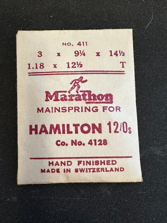Marathon Mainspring #411 for Hamilton 12/0s No. 4128 - Steel