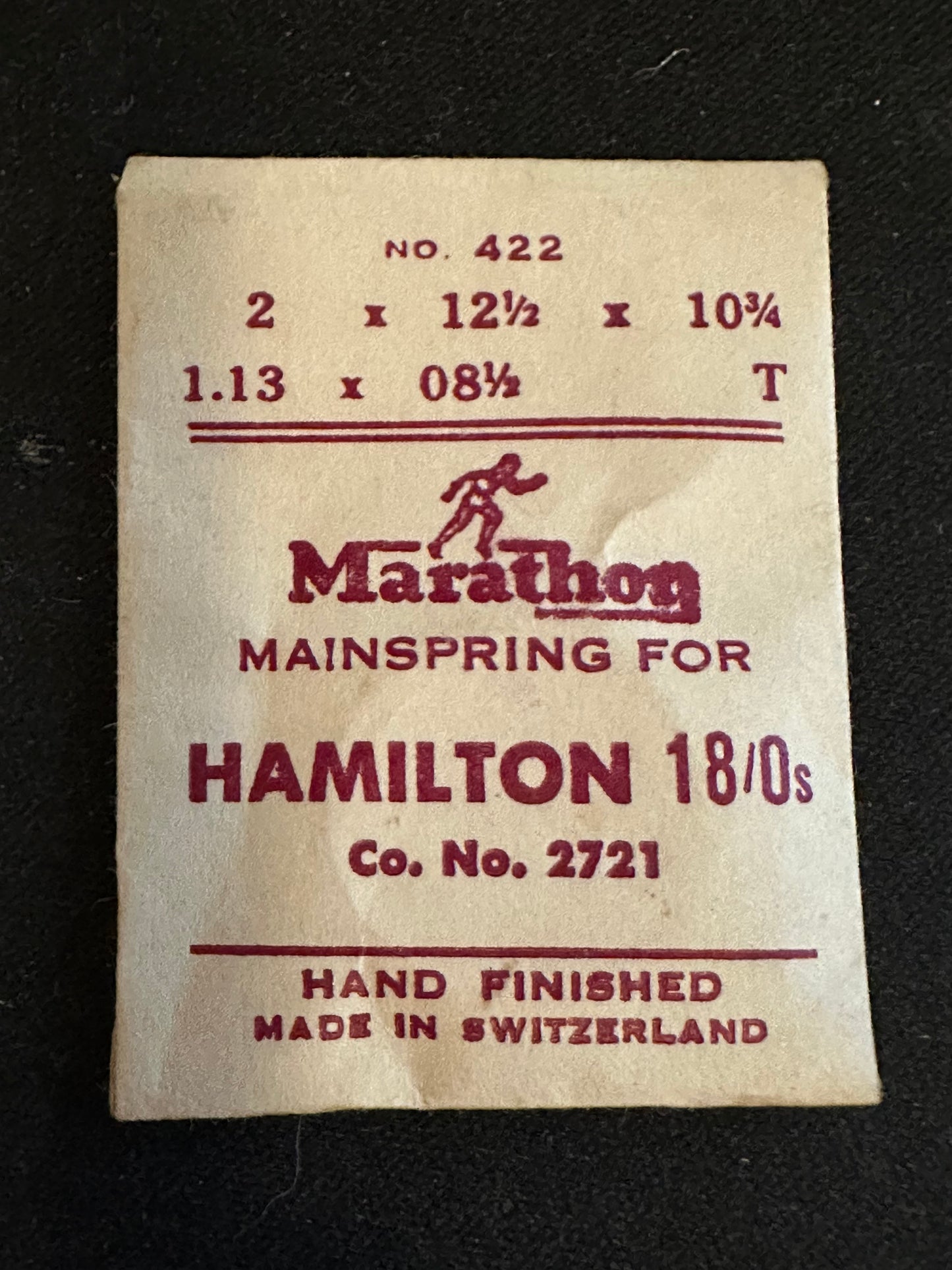 Marathon Mainspring #422 for Hamilton 18/0s No. 2721 - Steel