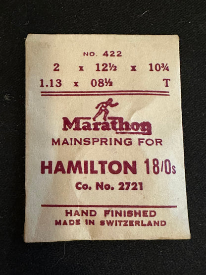 Marathon Mainspring #422 for Hamilton 18/0s No. 2721 - Steel