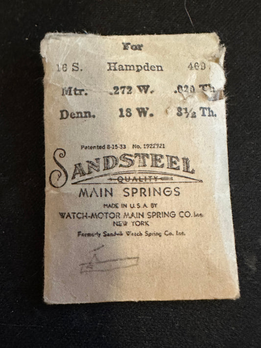 Sandsteel Mainspring for Hampden 16s No. 4697 - Steel