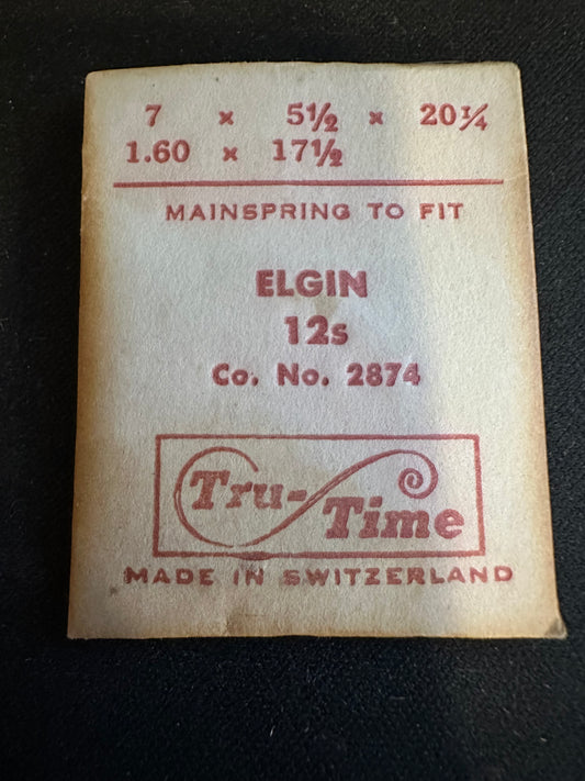 Tru-Time Mainspring for Elgin 12s No. 2874 - Steel