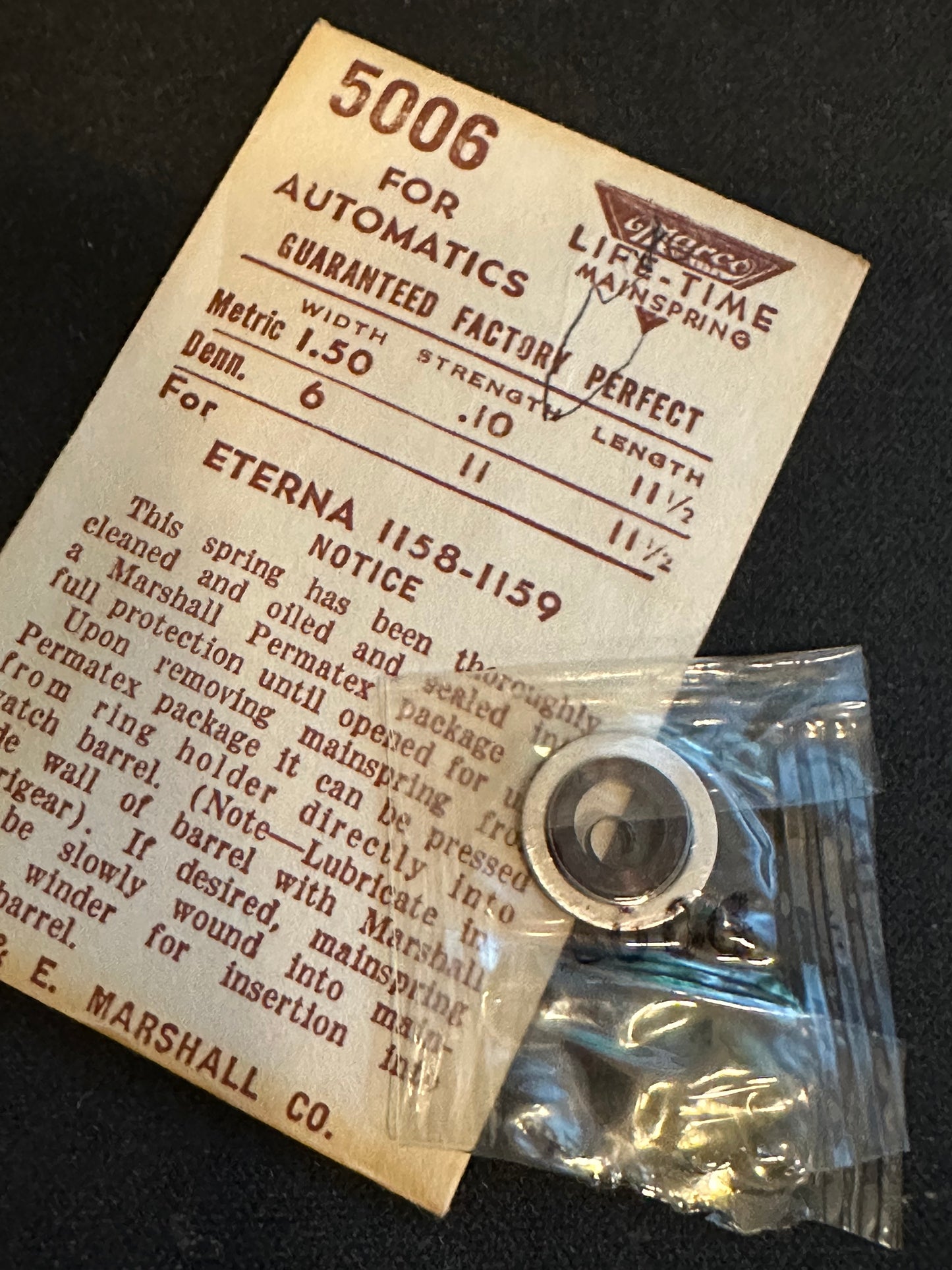 Marco Mainspring 5006 for Eterna 1158 & 1159 Automatics - Steel