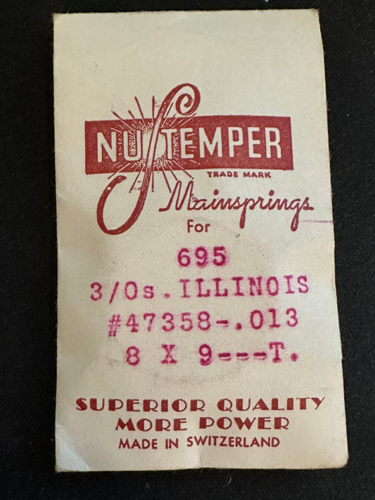 NuTemper Mainspring #695 for Illinois 3/0s No. 47358 - Steel