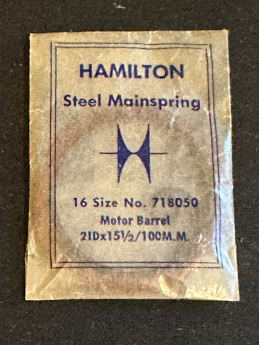 Hamilton Factory Mainspring for 16s 17-21j Factory No. 718050 - Steel