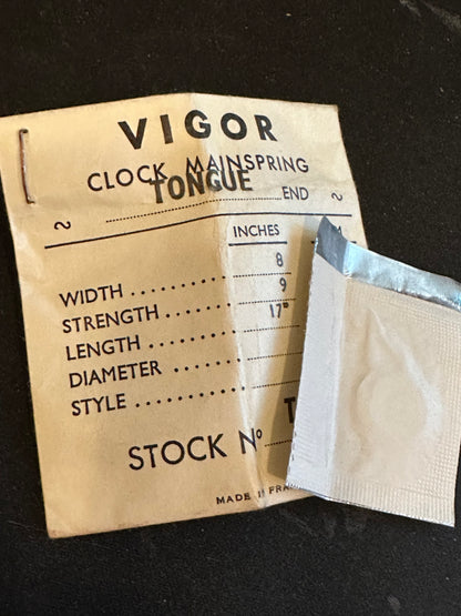 Vigor TONGUE End Clock Mainspring for Arogno 22 / 24 N - 8 x 9 x 17" Long - T 170.4
