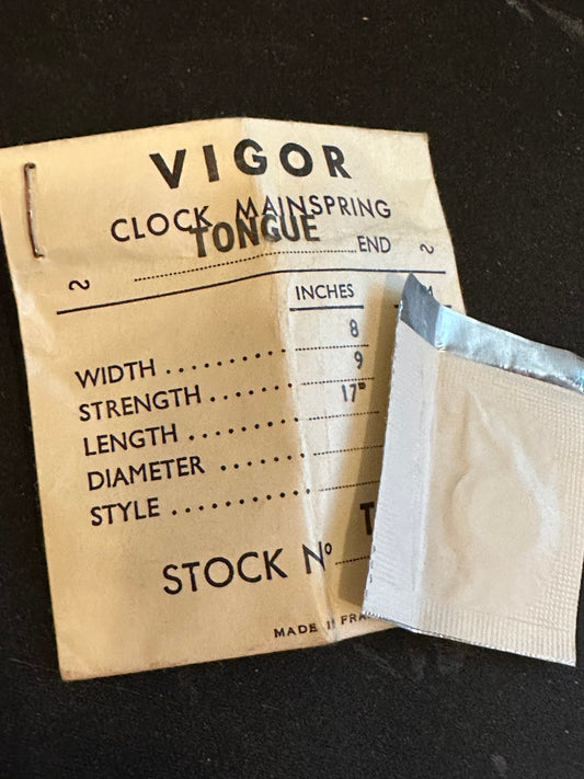 Vigor TONGUE End Clock Mainspring for Arogno 22 / 24 N - 8 x 9 x 17" Long - T 170.4