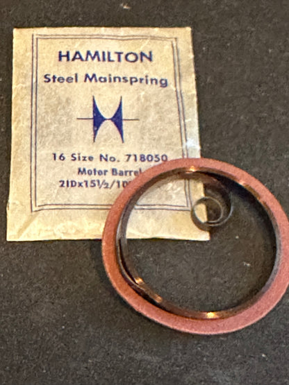 Hamilton Factory Mainspring for 16s 17-21j Factory No. 718050 - Steel
