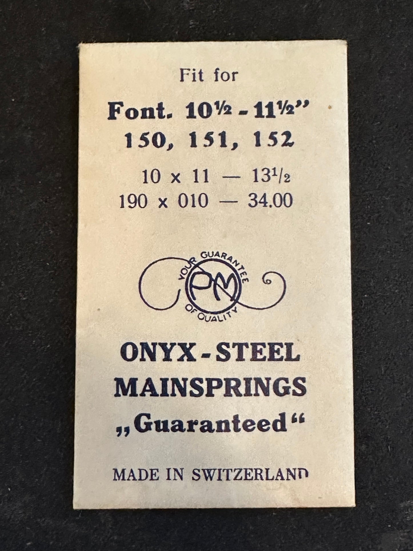 PM Mainspring for Font 150, 151, 152 - ONYX Steel