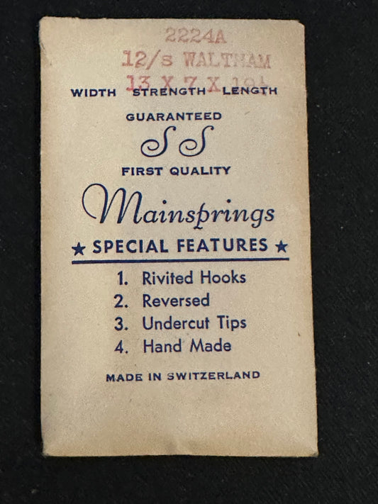 SS Mainspring for Waltham 12s No. 2224A - Steel