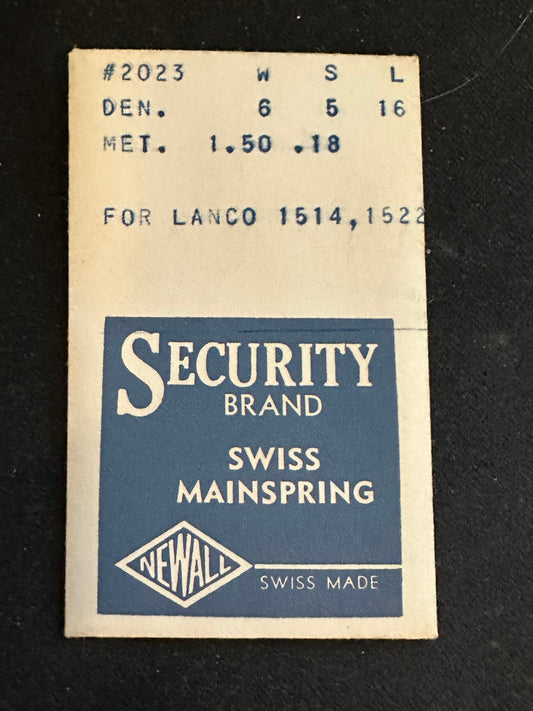 Newall Security Mainspring #2023 for Lanco caliber 1514, 1522 - Alloy
