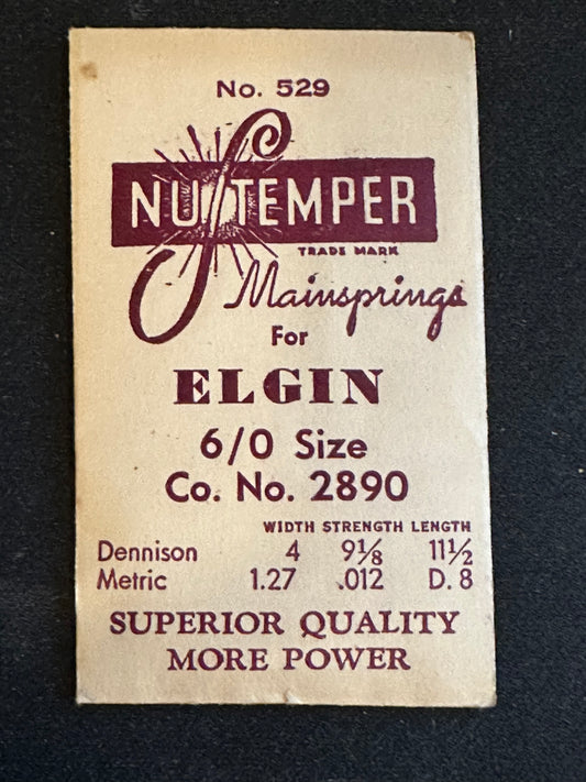 NuTemper Mainspring #529 for Elgin 6/0s No. 2890 - Steel