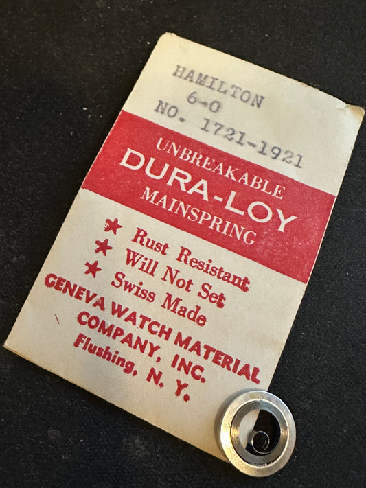 Geneva Watch Material DURA-LOY Mainspring for Hamilton 6/0s No. 1721, 1921 - Alloy