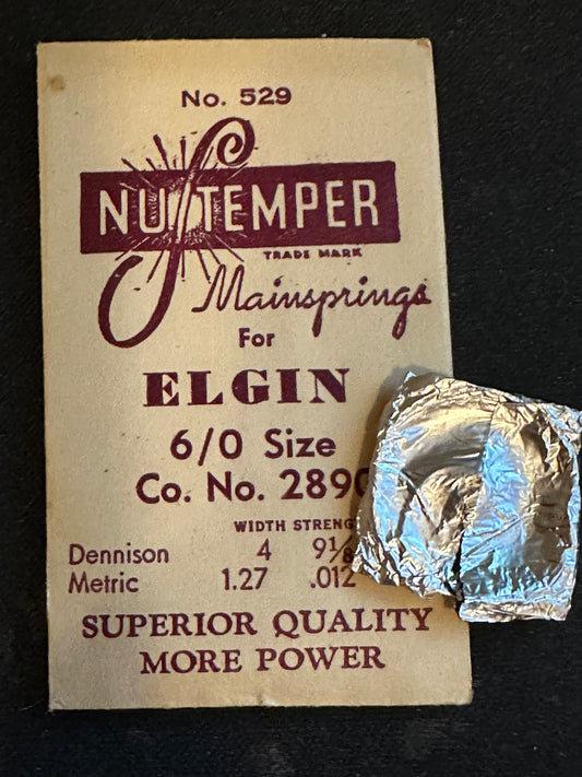 NuTemper Mainspring #529 for Elgin 6/0s No. 2890 - Steel