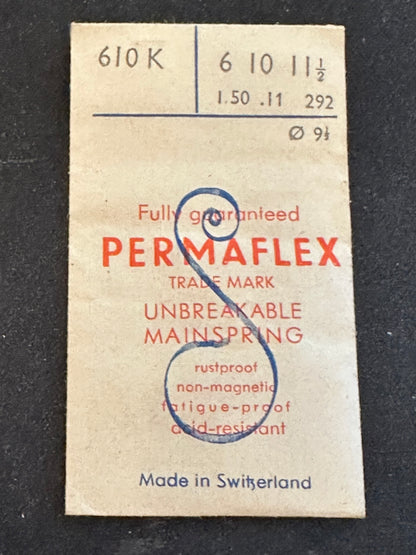 Favorite Permaflex Mainspring No. 610K for Gruen 416, 422,424, 452, 715, Rolex / Tudor 1182 - Alloy