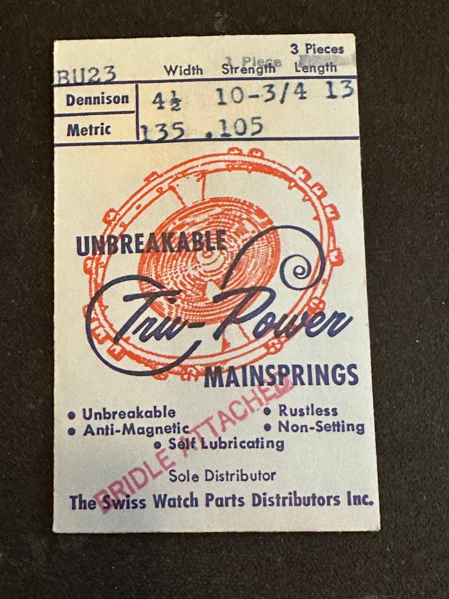 Tru-Power Mainspring BU23 for Eterna 1436 automatic - Alloy