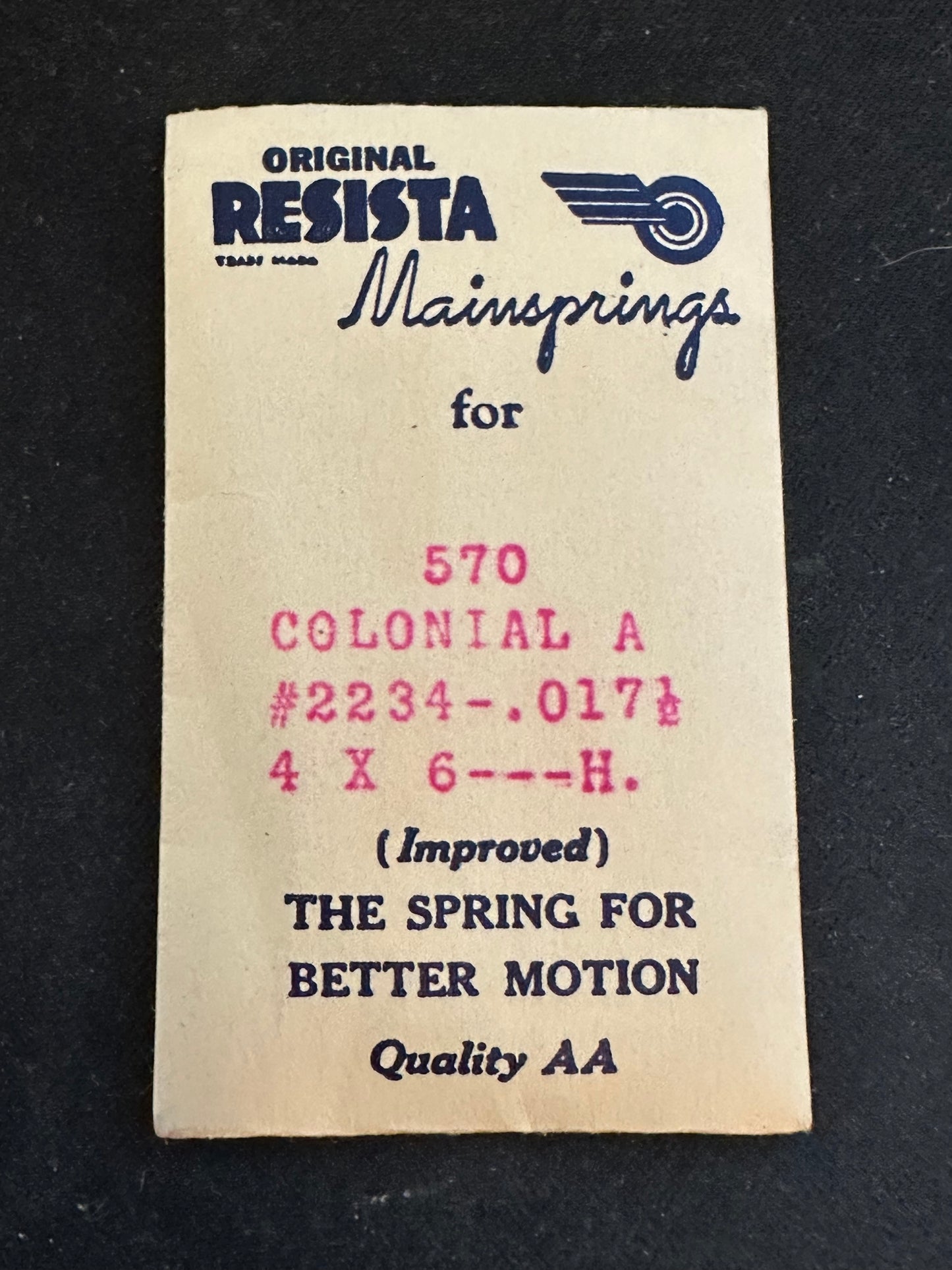 Resista Mainspring #570 for Waltham Colonial A Factory No. 2234 - Steel