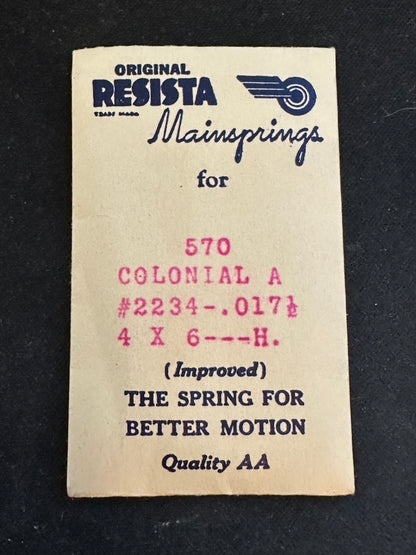 Resista Mainspring #570 for Waltham Colonial A Factory No. 2234 - Steel