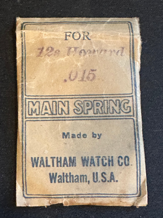 Howard 12s Mainspring No. 552 Made by Waltham - Steel